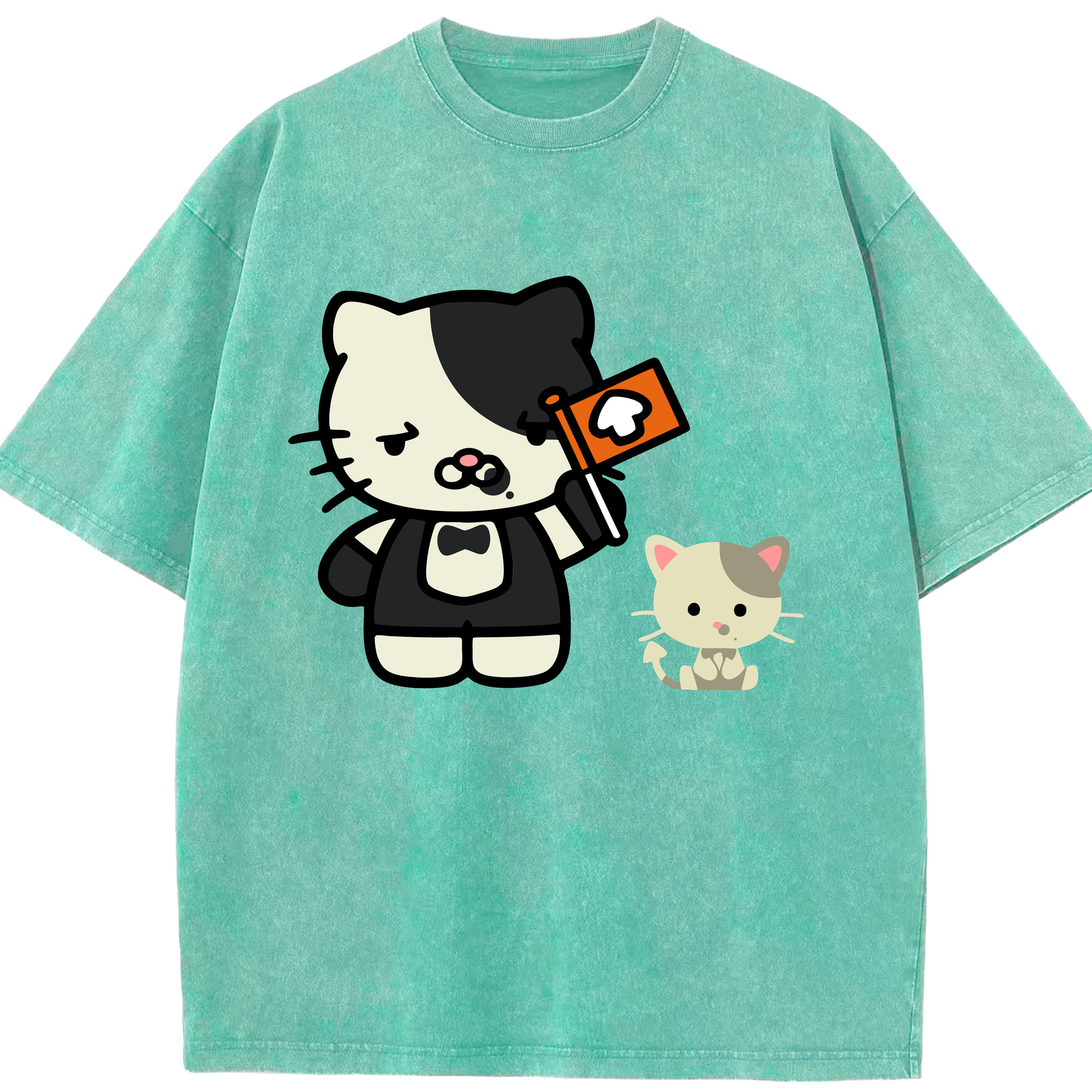 （画像用） Hello Kitty ハローキティ 綿100% ヴィンテージ風 半袖Tシャツ（フロントプリント）